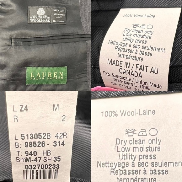 Lauren Ralph Lauren Blazer Sport Coat Size 42R Gray Pinstripe 2 Button 100% Wool - Picture 8 of 15